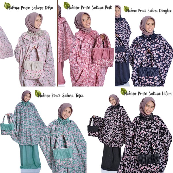 Mukena Dewasa PONCO SAKURA - Mukena PONCO Bali (TANPA BAGIAN KEPALA) Motif Bunga CANTIK