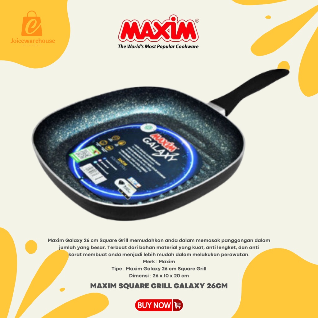 MAXIM SQUARE GRILL GALAXY 26CM PEMANGGANG ALAT PANGGANG FRYPAN KOTAK