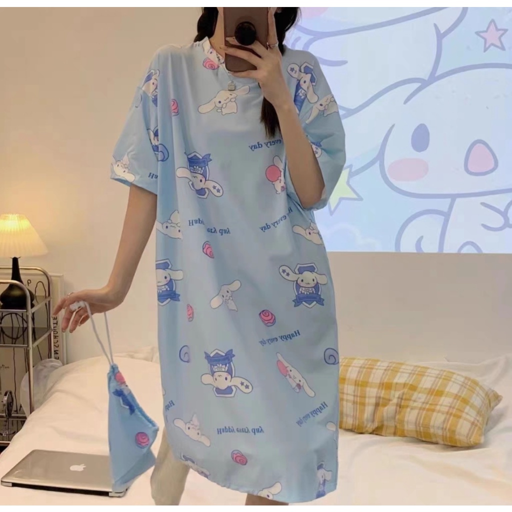 Daster kaos wanita / baju tidur wanita lengan pendek / Daster lengan pendek import