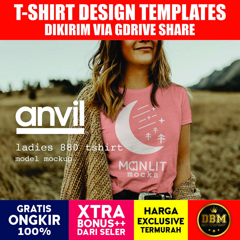 Anvil 880 Ladies T-Shirt Mockups - Photoshop