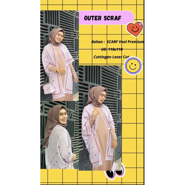 OUTER SCARF CARDIGAN PREMIUM VIRAL MOTIF KEKINIAN / TANPA PO / READY COD / Outer Mono Hitam Series / Outer Scarf Premium / Outer Wear / Outer Wanita / Outer Terbaru 2022 Kekinian / Outer Muslim Wanita / Outer Cardigan Premium-2