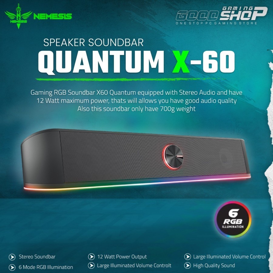 Speaker Gaming Stereo Sounbar Gaming RGB NYK X60 Quantum