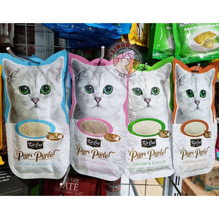 Kit Cat Pur Puree 4 x 15GR Cat Liquid Creamy Snack Jajanan Kucing Tuna Chicken Salmon