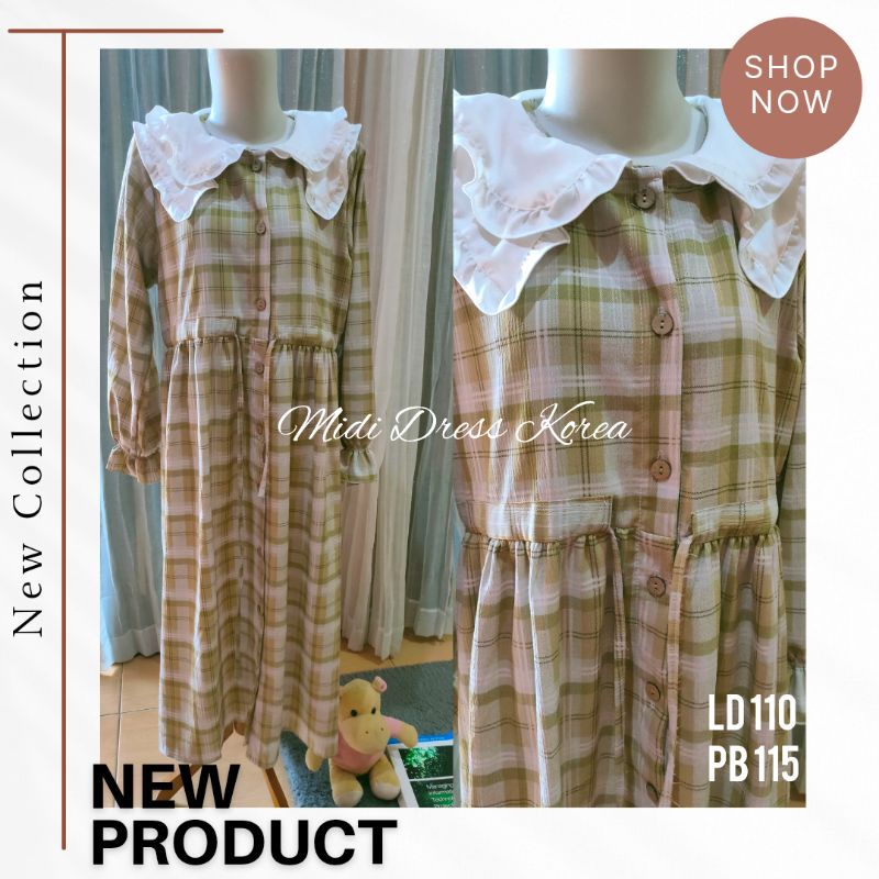 Midi dress korea muslim import kekinian busui premium bahan crincle