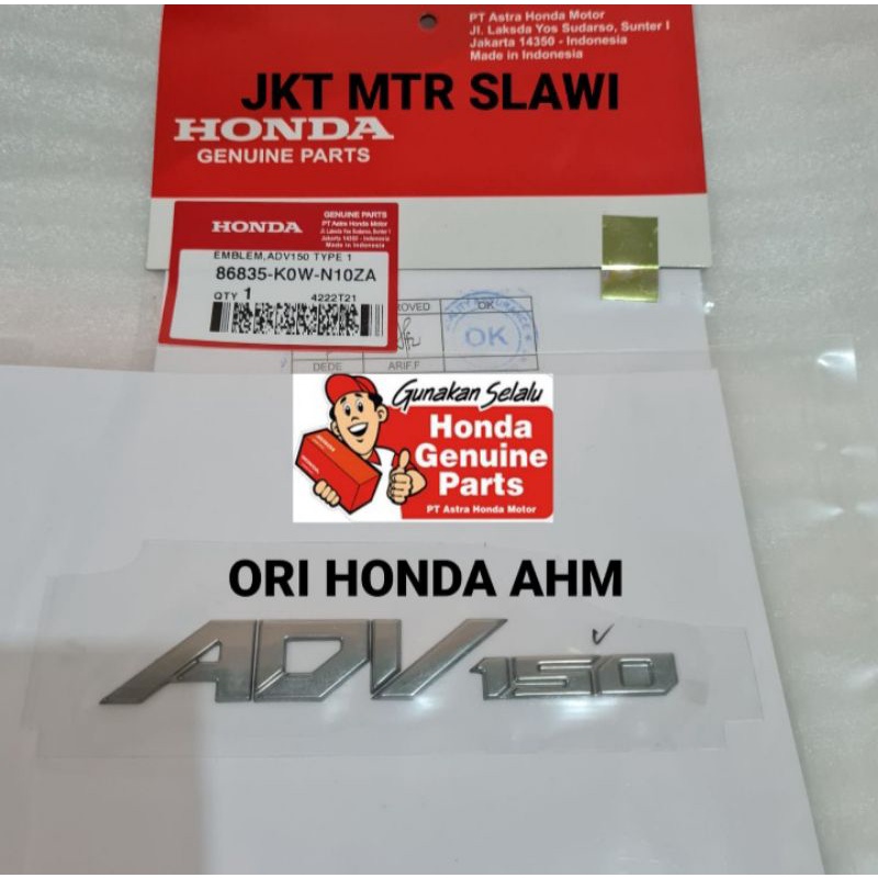 86835-KOW-N10ZA emblem ADV 150 asli honda