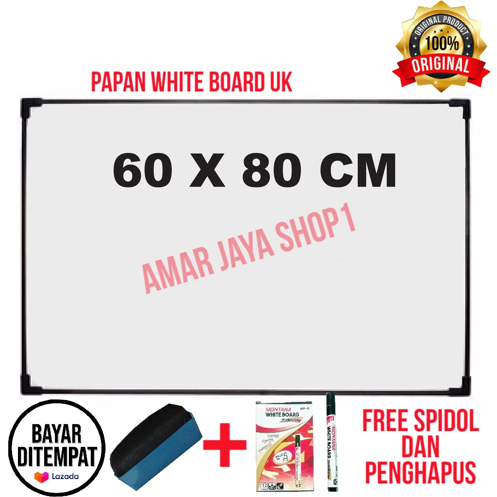 

+ Spidol & Penghapus White Board uk 60 X 80 Cm /Papan Tulis Belajar BAHAN TEBAL AJS1
