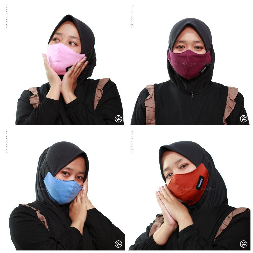 MASKER HIJACKET KAIN Wanita Pria Cewek Cowok Headloop Hijab Jilbab Mask Polos Tali Karet Elastis Ori-7