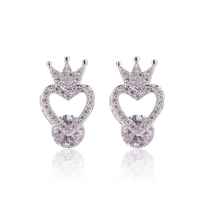 Anting Silver Perak S925 Wanita Fashion Murah AAS003 motif mahkota hati
