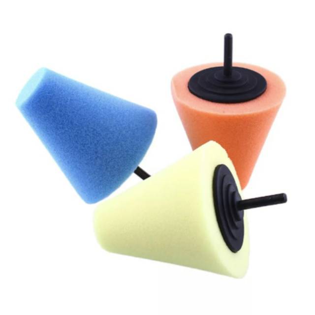 Foam Sponge Polishing Cone Busa poles kerucut pelek roda Shaped Buffing Pads bor wash wax pad buff buffing Hub Roda Mobil