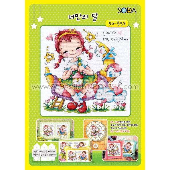 Paket DIY Craft Sulam Kristik Strimin Cross Stitch Sodastitch SO-352 - Moon Of Your Own Girl