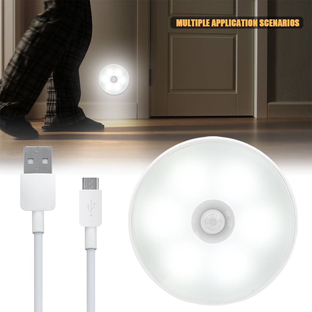 ღ Motion Sensor Light Led Usb Rechargeable Lampu Hemat Energi Kamar Tidur Dapur Kabinet Nirkabel dengan Lampu Lemari Lampu Tangga Kabinet lemari Pakaian Tubuh Lampu Induksi