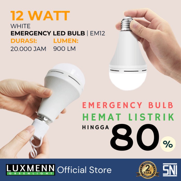 Luxmenn Lampu Emergency / Bohlam Emergency LED EM 12 12 W 12 Watt White