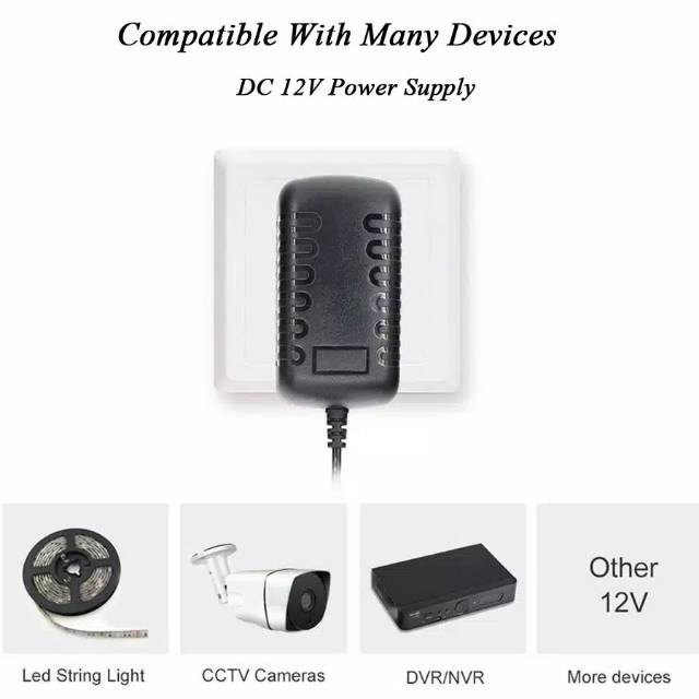 ADAPTOR POWER SUPPLY 12V AC TO DC 2A 3A 1A 2 3 1 Ampere Untuk CCTV LED STRIP DVR KUALITAS REAL 12 V Adapter