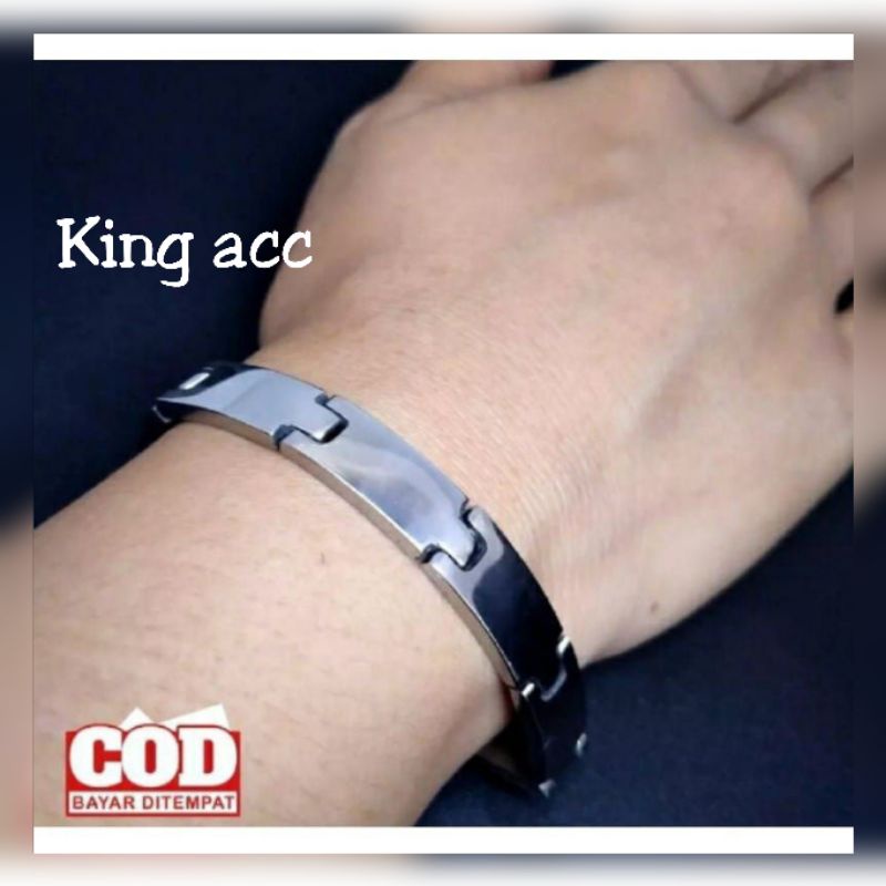 Gelang Rante Plat Baja Putih Monel Anti Karat dan Tidak Luntur gelang pria rantai baja titanium