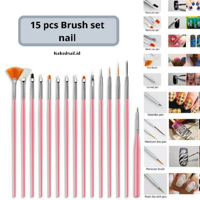 kuas nailart kuas kuku brush nail kuas kuku set kuas nail art brush nail art set 15 pcs nailart