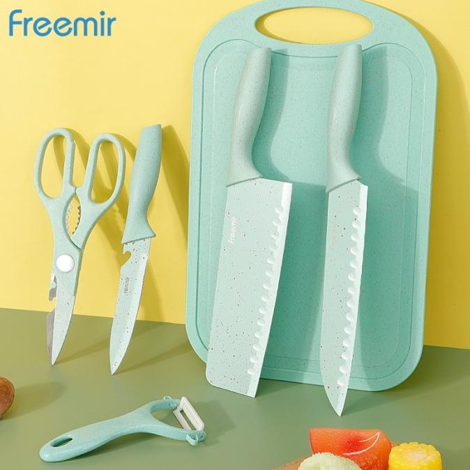 

Freemir Kitchen Knife Set 6 In 1 Green Hijau Pisau Set Dapur Gunting Kris182Shop