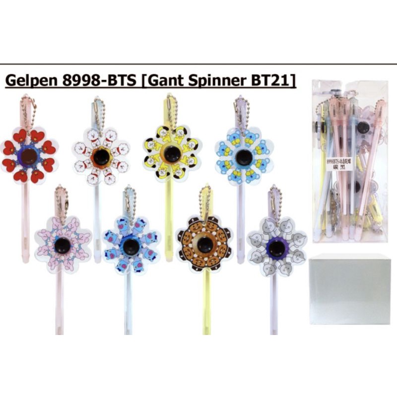 (12pc) PEN GEL GANTUNG BTS/GEL PEN BTS/PEN GANTUNG BUKU BTS-gtng Spinner BTS