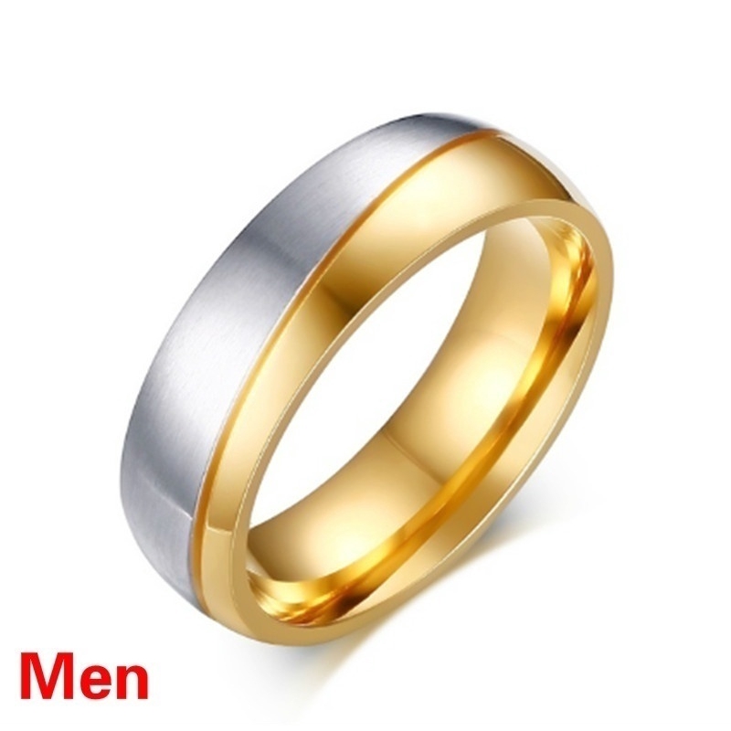 Cincin Pernikahan Romantis Warna Emas untuk Pasangan / Pria / Wanita