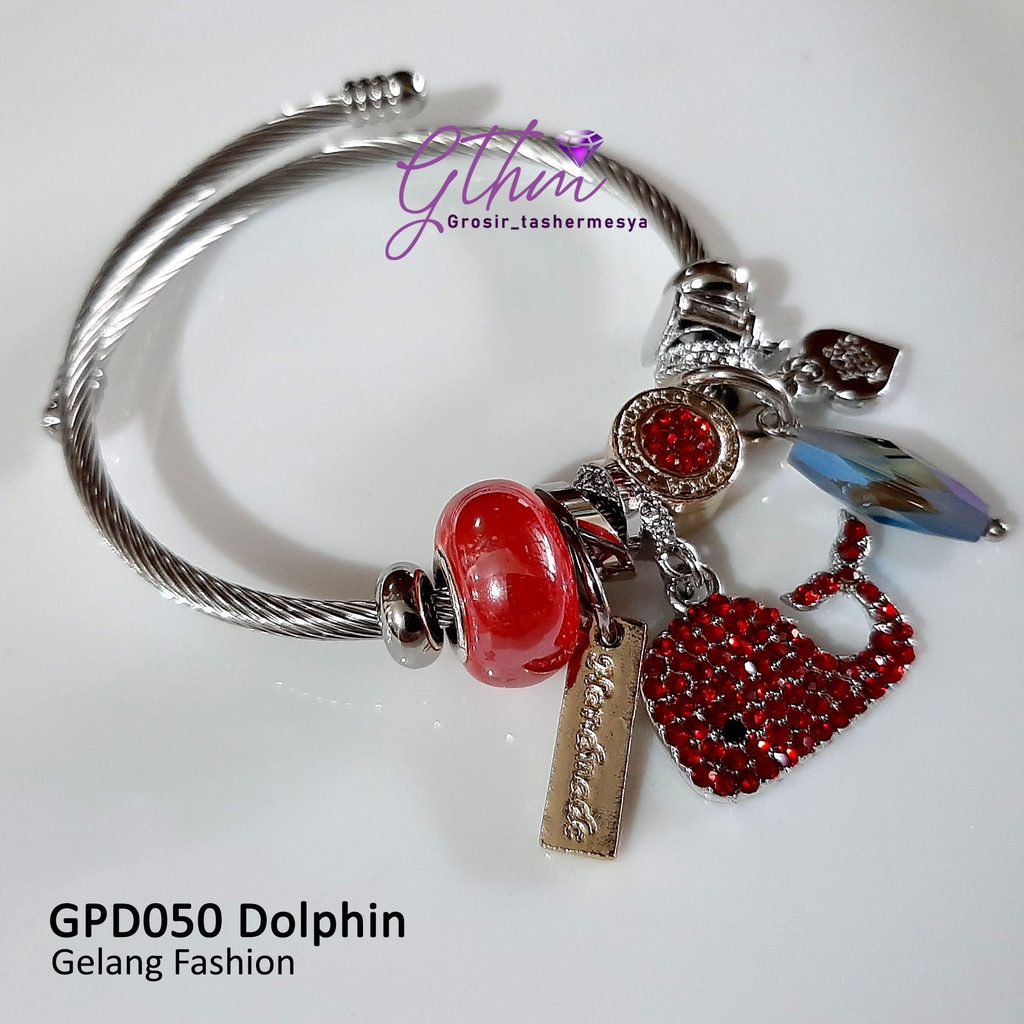 Gelang Wanita Dolphin Ruby Shaphire Perhiasan Import Anti Karat Model Lentur bisa dipakai sehari-hari fashionable GPD005 GTHM