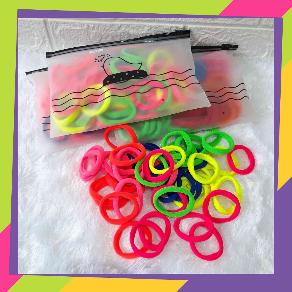 1124 [isi 50pcs] Ikat rambut Korea / Ikat rambut Donat elastis / Karet rambut