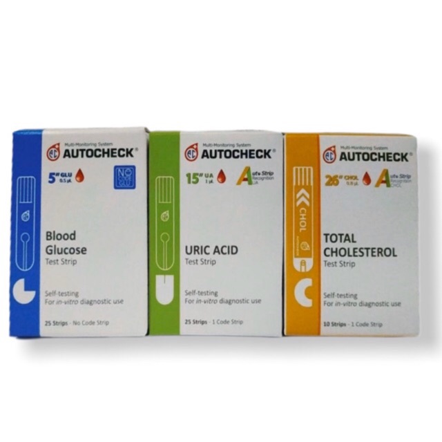 PAKET STRIP AUTOCHECK GULA , ASAM URAT , KOLESTEROL / STIK AUTO CHECK AUTOCEK GDS URIC CHOLESTEROL