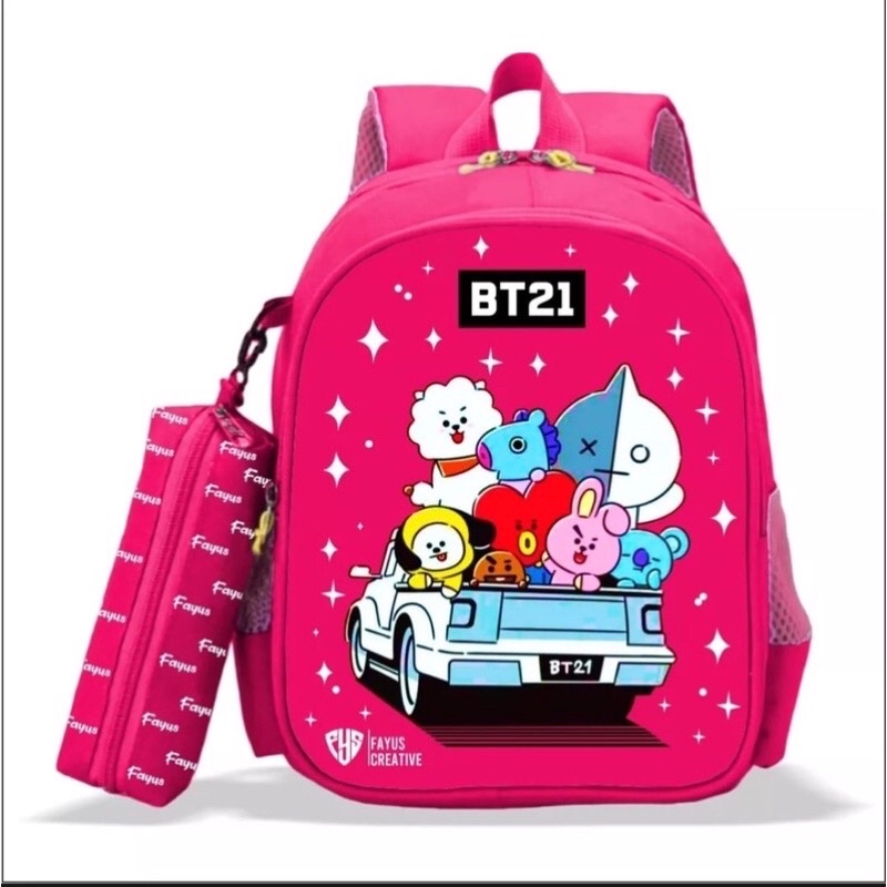 BISA COD !!! Tas Ransel Anak Perempuan dan Laki laki BTS kartun Bonus tempat Pensil Tas Sekolah TK SD SMP PAUD Terbaru 2021