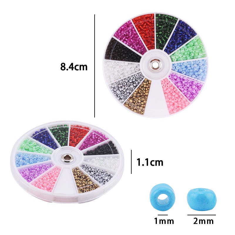 2000 pcs / Lot 12Grids Manik-manik Biji Kaca Set Pesona Perhiasan Beads Untuk Gelang Kalung Anting Kerajinan Buatan Tangan Membuat Perhiasan DIY