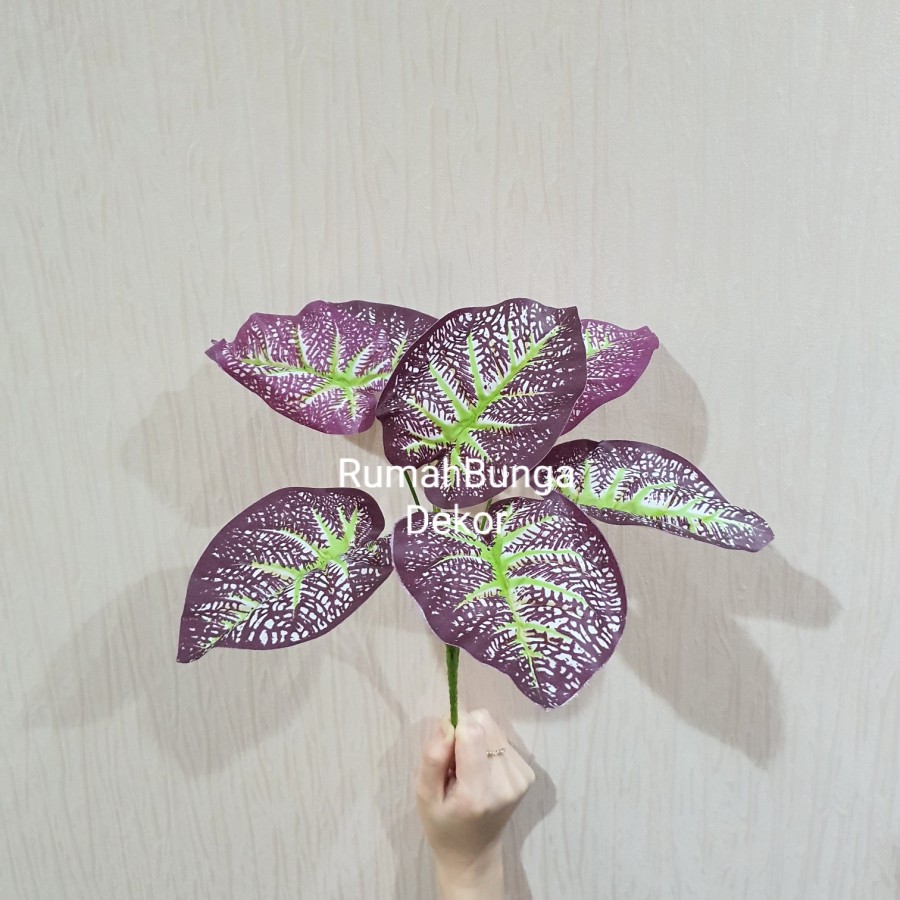 Daun Keladi Artificial x7 ( Ungu )