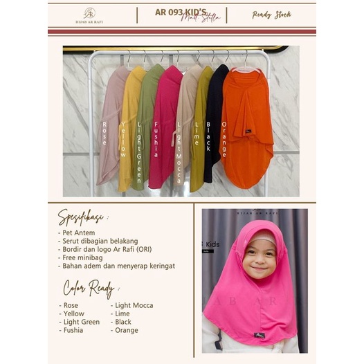 Jilbab Anak Sekolah Serut Polos Hijab anak TK Paud AR 093 kids By Hijab Arrafi kids
