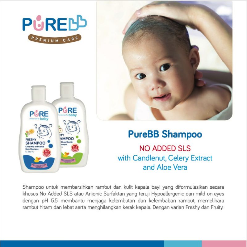 Pure BB Shampoo - Shampo Sampo Bayi - 230ml PureBaby Refill 450ml Baby