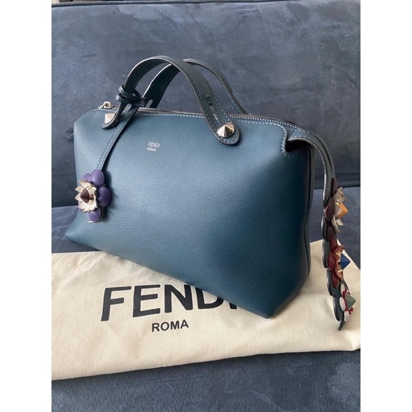 RARE Authentic 2016 Fendi Small By the Way Flower Satchel Bag, Blue Multi NETT