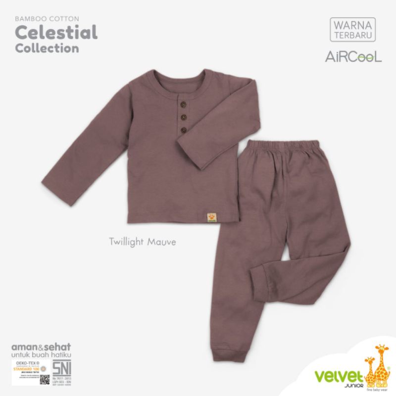 1pc- VELVET Junior Bamboo cellestial collection PANJANG polos terbaru/ new prodak Velvet junior polos panjang/ setelan Velvet polos panjang / setelan anak polos Velvet junior