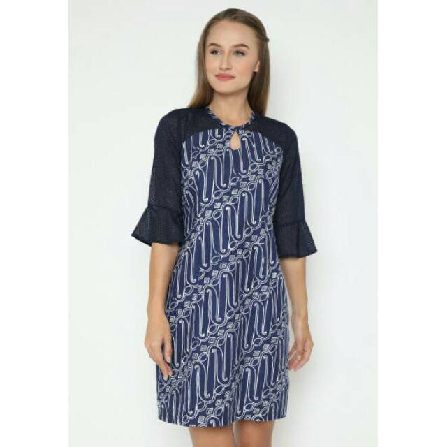 Benangsari Niena Dress Batik Navy Wanita