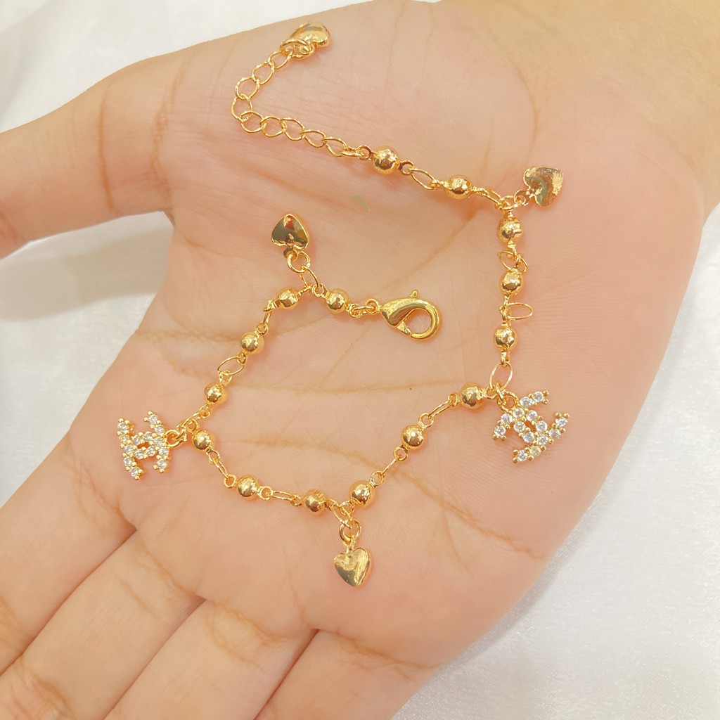 Gelang Tangan Jurai Wanita Lapis Emas Permata Aksesoris Fashion