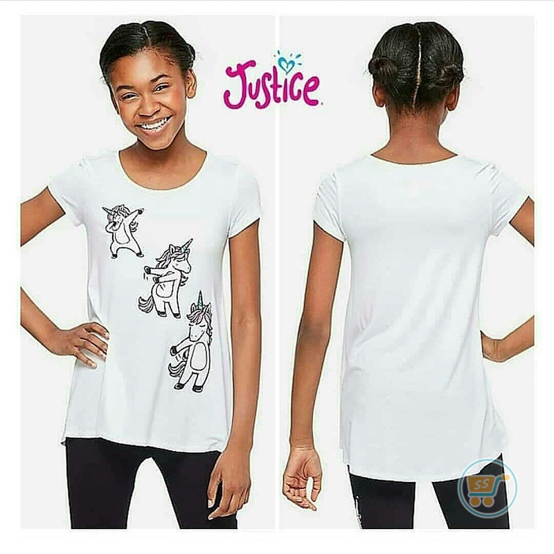 TSHIRT JUSTICE UNICORN DANCE BAJU BRANDED WANITA REMAJA DEWASA ANAK EKSPOR IMPOR KIDS GIRL ORI KEREN