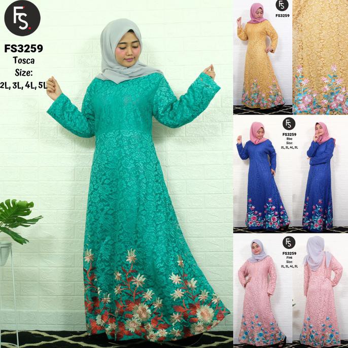 Baju Gamis Wanita Terbaru Brokat Jumbo 2L-5L FS3259