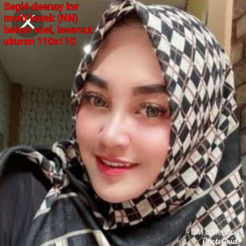 Hijab segi4 deenay kw motif kotak