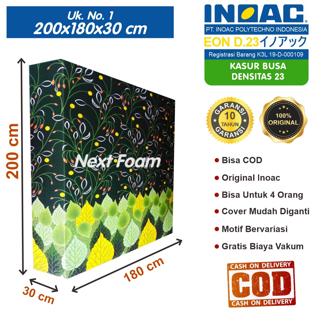 Kasur Busa Inoac Ukuran No 1 200x180x30 cm Tebal 30 cm EON D23 ORIGINAL INOAC Garansi 10 Tahun Asli