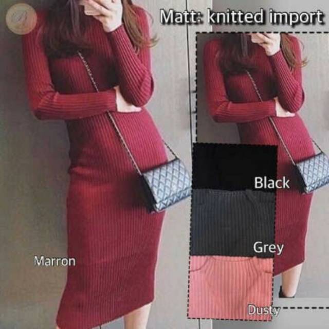 LONG BODYCON OLLA KNIT DRESS / CASUAL DRESS / BAJU MURAH