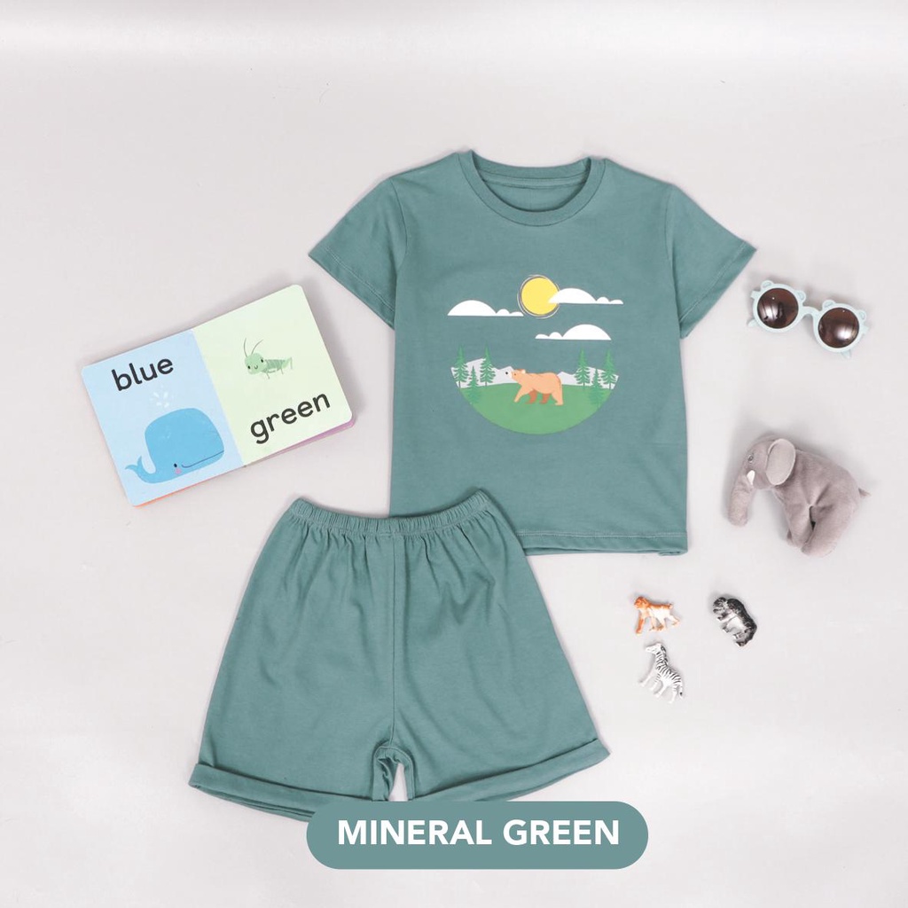 Setelan Anak Graphic Tee Set Basic Tee Hotpants / Setelan Anak Katun 1-5 Thn