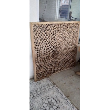 Hiasan Dinding Kayu Jati Motif Mozaik Walldecor
