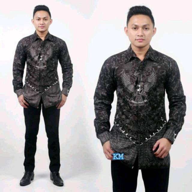 BAJU BATIK KANTOR LENGAN PANJANG MOTIF GARUDA BATIK PLIKET