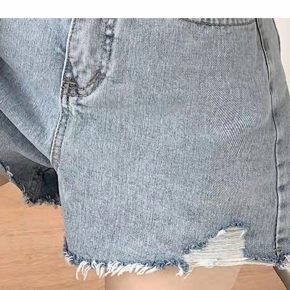 NZ225 Celana pendek denim pinggang ultra-tinggi wanita musim panas bagian tipis  longgar dan tipis baru untuk gadis seksi