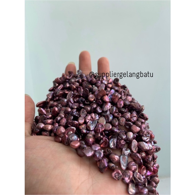 kerikil Mutiara Air Tawar KESHI MERAH tetes OVAL fresh water pearl RED