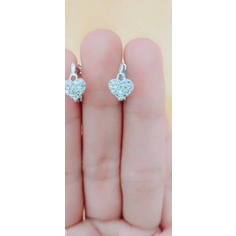 ▼ Anting jepit fashion wanita dewasa Love mata putih perak asli 925/silver lapisan emas putih murni 