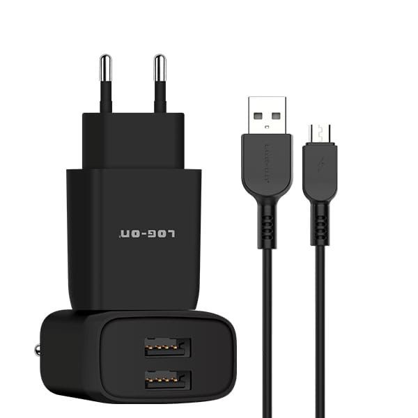 PROMO CHARGER LOGON LO-C31 QUICK CHARGE 2USB 2.4A SMART IC + KABEL MICRO