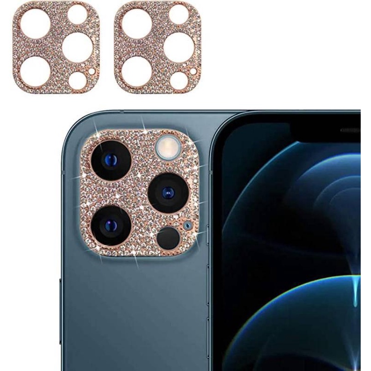 Case Pelindung Lensa Kamera Aksen Glitter Berlian Imitasi 3d Untuk Iphone 11 12 13 Pro Max Mini