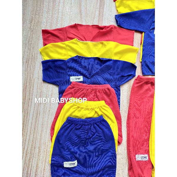 18 Pcs / 9 Stel Paket Hemat Baju Bayi Celana Bayi Newborn Polos Rainbow Pip Mim SNI