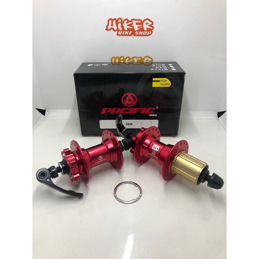 Hub Freehub HubSet MTB Bearing PACIFIC QR 135x10mm Red Non Boost Max 11 speed 6 Bolts 36 Hole Baru