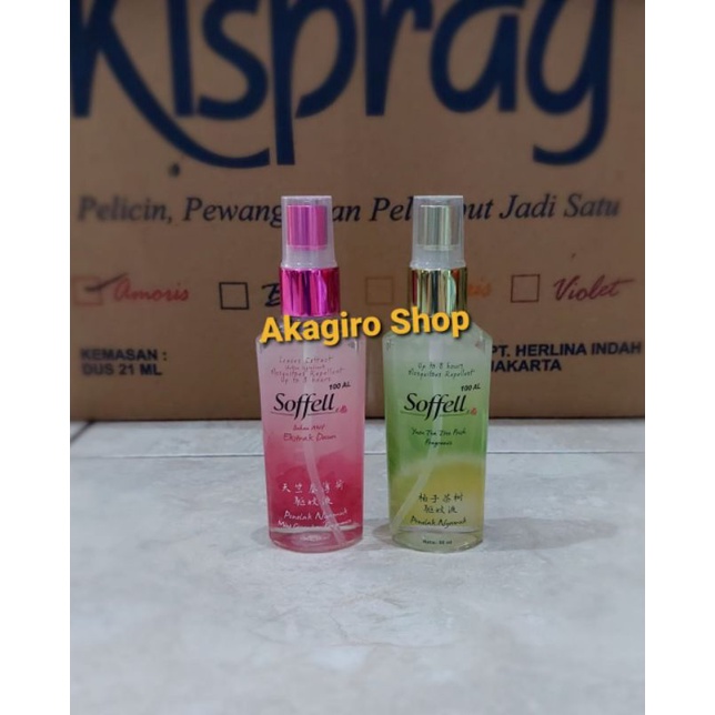 Soffell Spray 55ml 2 varian wangi Yuzu Tea & Ekstrak Daun Mint Geranium Fragrance Tahan Hingga 8 Jam